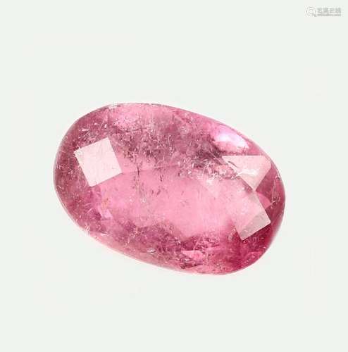 Oval bevelled tourmaline in chess board cut