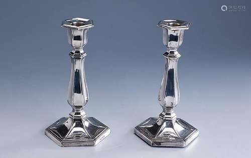 Pair of candelabras, England, Sheffield 1945, silver