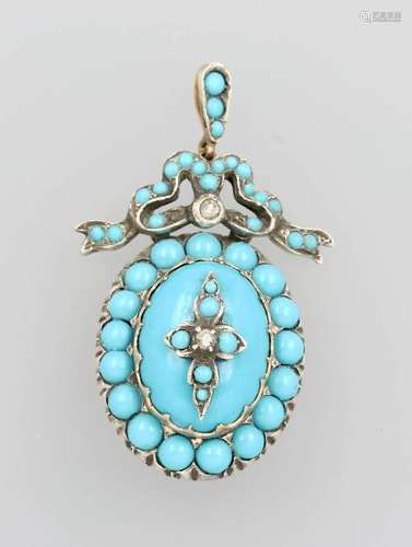 Pendant with turquoises and diamonds