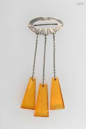 Pendant with amber, Russia, 875 silver