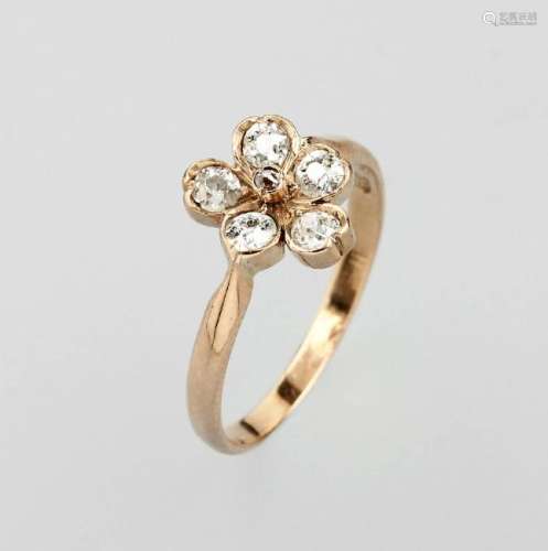 14 kt gold Art Nouveau ring with diamonds
