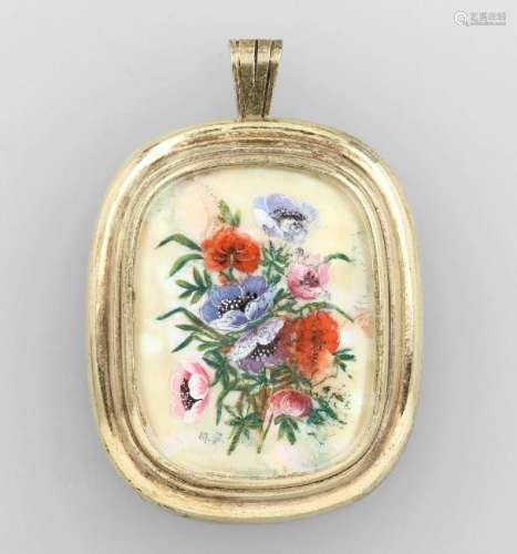 Pendant with mother-of-pearl painting, german approx.