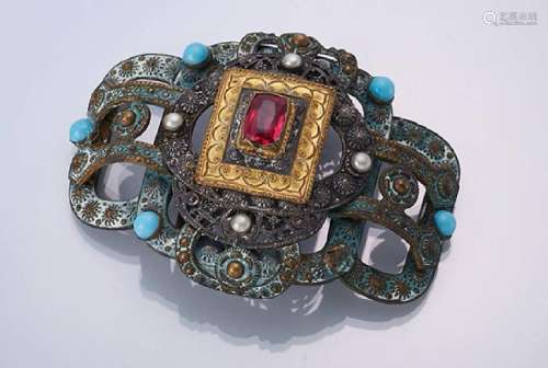Belt buckle with turquoises, probably France approx.