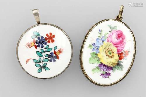 Lot 2 pendants MEISSEN, porcelain, approx. 1910 and