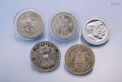 Lot 8 silver coins, German Reich