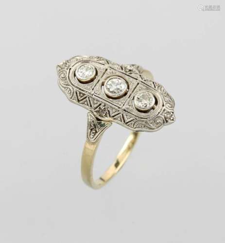 14 kt gold Art-Deco ring with diamonds