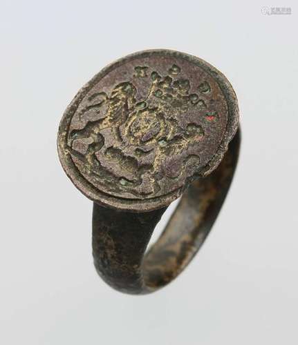 Signet ring, 18.Jh., bronze, noble coat