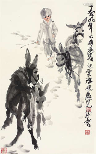 黄胄（1925～1997） 赶驴图 镜心 设色纸本