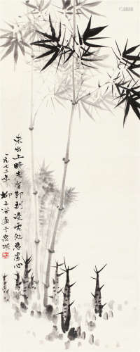 柳子谷（1901～1986） 新竹 立轴 设色纸本