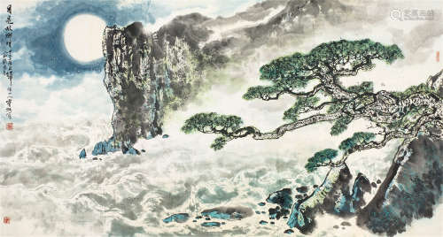 刘宝纯（b.1932） 月是故乡明 镜心 设色纸本