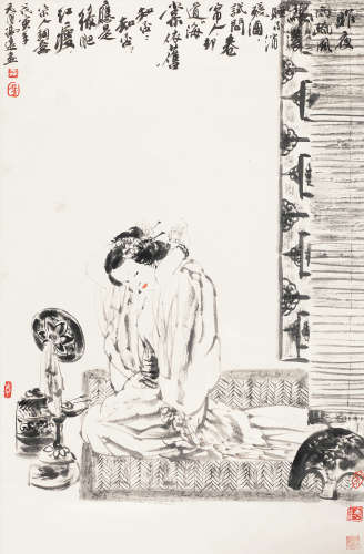 冯远（b.1952） 梳妆图 立轴 水墨纸本