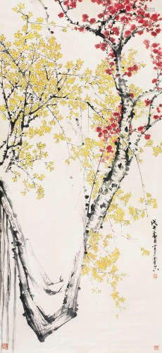 王小古（1915～1982） 迎春 立轴 设色纸本