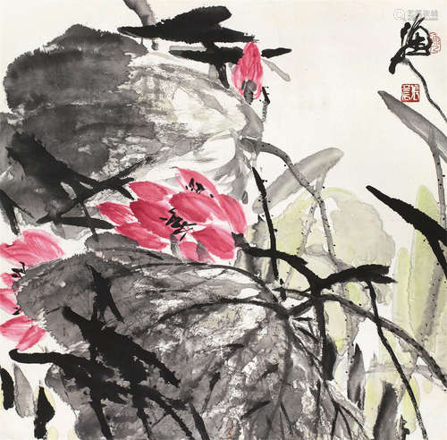 张立辰（b.1939） 荷花 镜心 设色纸本