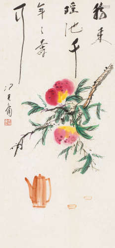 冯其庸（1924～2017） 寿桃 镜心 设色纸本