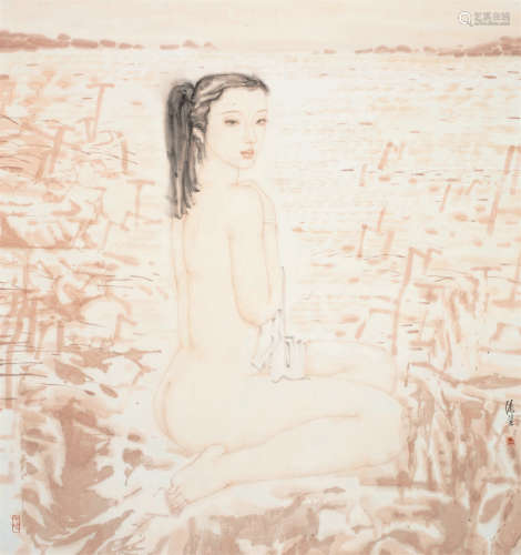 张望（b.1961） 裸女 镜心 设色纸本