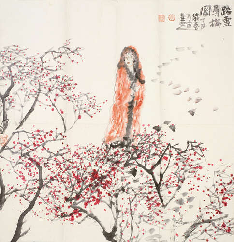 李乃宙（b.1945） 踏雪寻梅 镜心 设色纸本