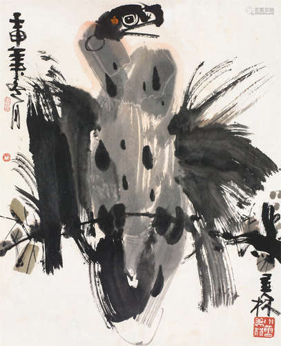 韩美林（b.1936） 鹰 镜心 设色纸本