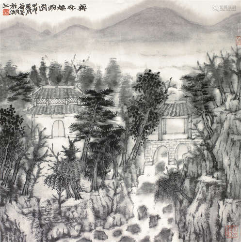 张谷旻（b.1961） 蝉林烟雨 镜心 水墨纸本