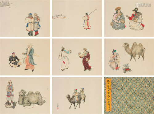 孙宗慰（1912～1979） 人物 册页 设色纸本