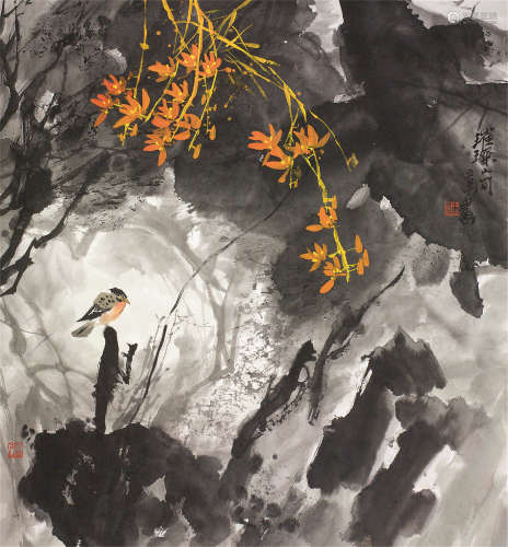 王晋元（1939～2001） 璀璨山间 镜心 设色纸本