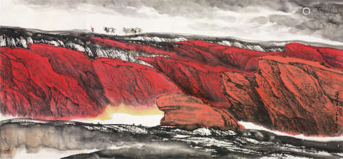 周尊圣（b.1958） 红色沙漠 镜心 设色纸本