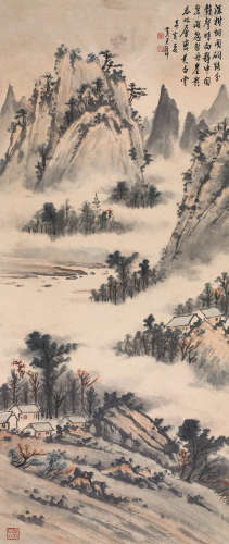 黄君璧（1898～1991） 深山小居 立轴 设色纸本