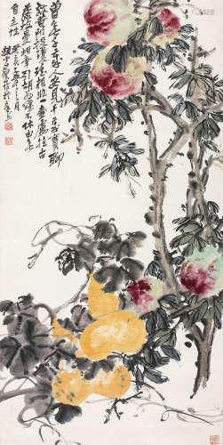 赵云壑（1874～1955） 福禄寿 立轴 设色纸本