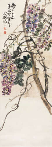 王个簃（1897～1988） 紫藤 立轴 设色纸本