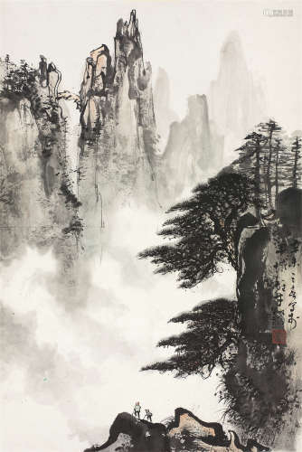黎雄才（1910～2001） 登高 立轴 设色纸本