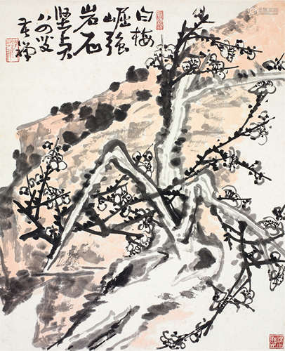 李苦禅（1899～1983） 白梅 立轴 设色纸本