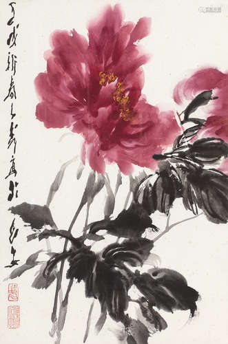 王子武（b.1936） 牡丹 镜心 设色纸本