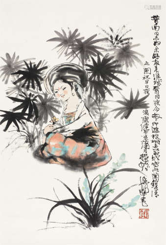 程十发（1921～2007） 兰竹双清图 立轴 设色纸本