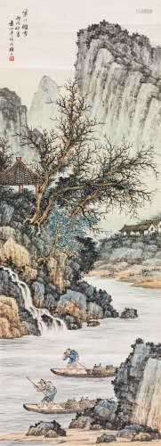 袁松年（1895～1966） 寒江醸雪 立轴 设色纸本