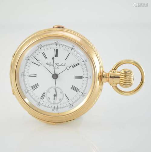 ULYSSE HUMBERT 18k pink gold open face pocket watch