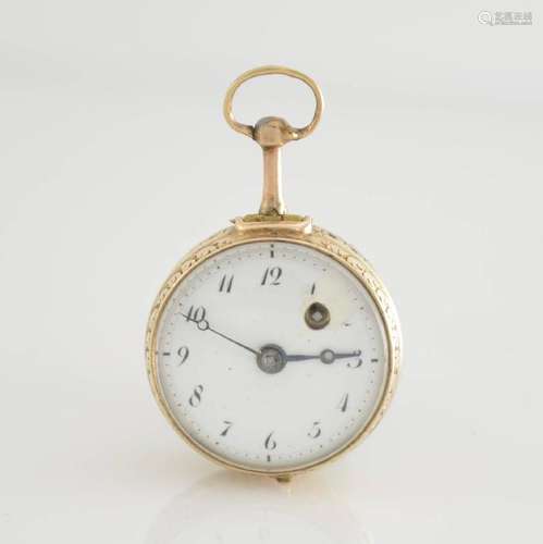 Small 14k pink gold pocket watch with verge escapement