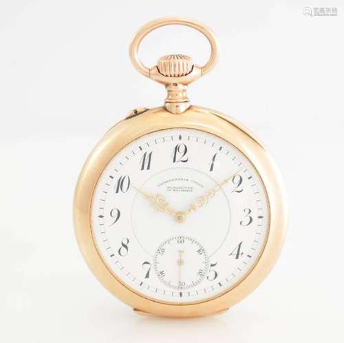 UHRENFABRIK UNION GLASHUTTE 14k pink gold pocket watch