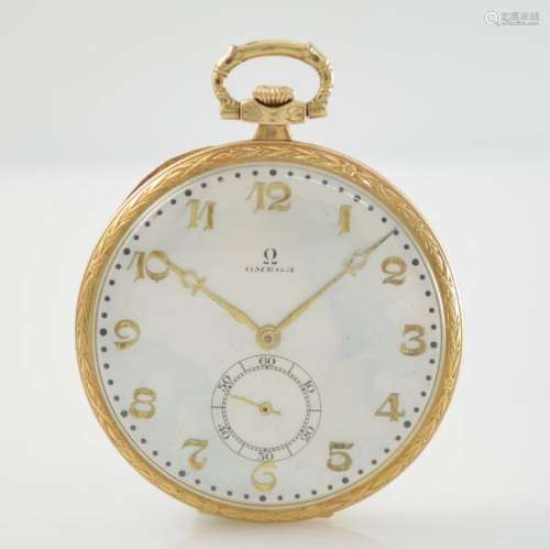 OMEGA open face 14k pink gold pocket watch with