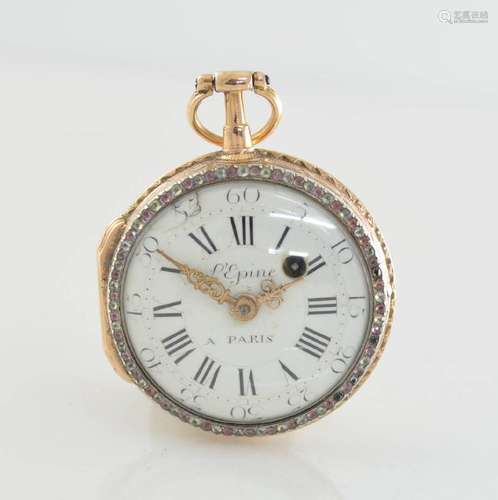 L`EPINE a Paris 18k pink gold verge watch