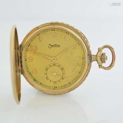 ZENTRA hunting cased 14k yellow gold pocket watch