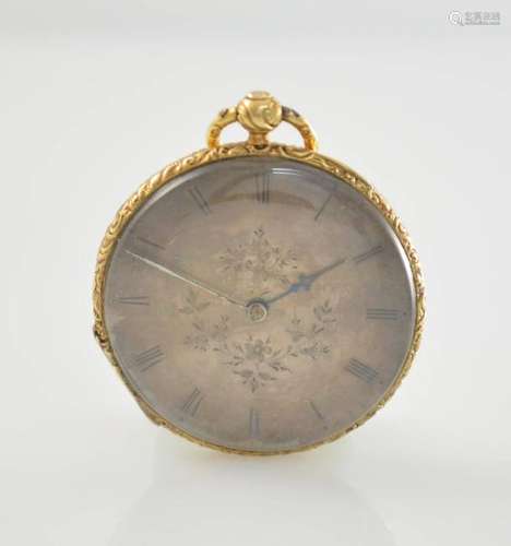 18k yellow gold open face ladies pocket watch