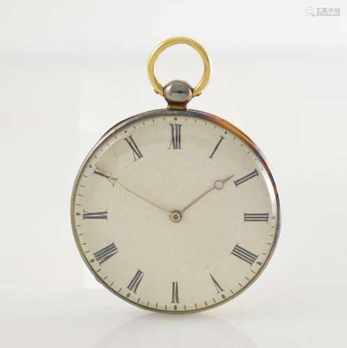 Open face 18k yellow gold pocket watch