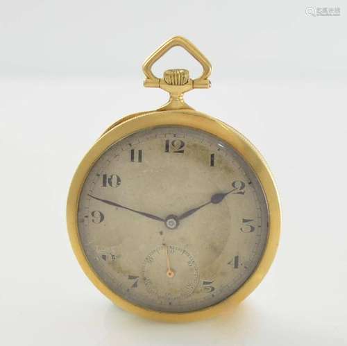 Open face 18k yellow gold pocket watch