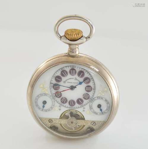 HEBDOMAS 8-days pocket watch with calendar