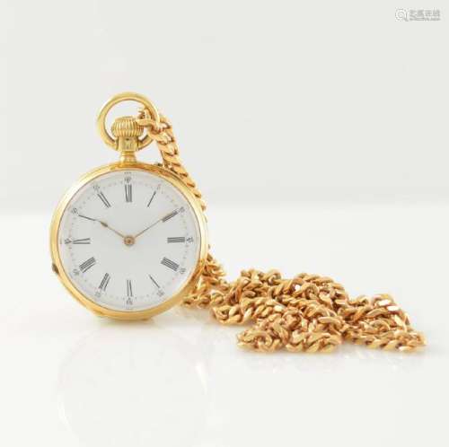 Open face 18k yellow gold ladies pocket watch