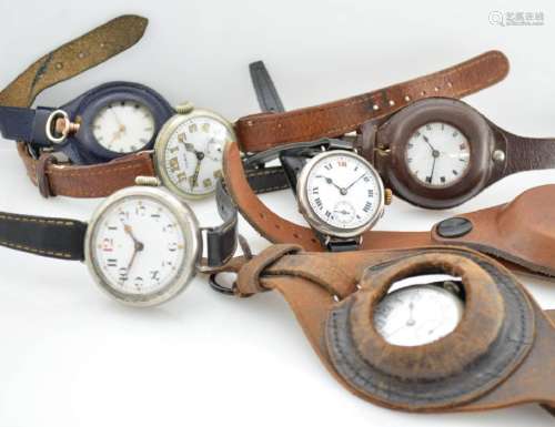 Set of 5 early wristwatches & 1 pocket watch