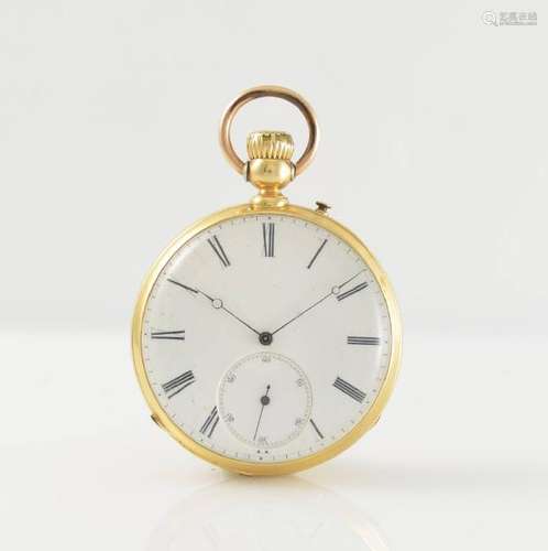 Open face 18k yellow gold pocket watch