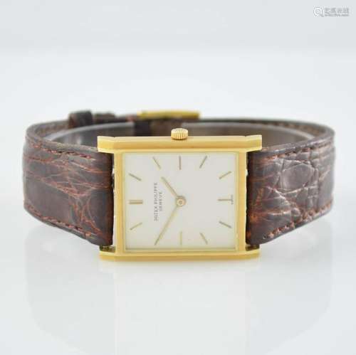 PATEK PHILIPPE 18k gold rectangular gents wristwatch