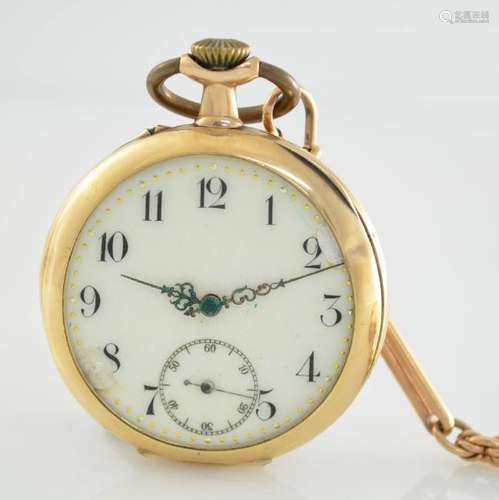 SYSTEM GLASHUTTE 14k pink gold open face pocket watch