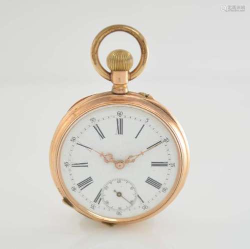 Open face 14k pink gold pocket watch