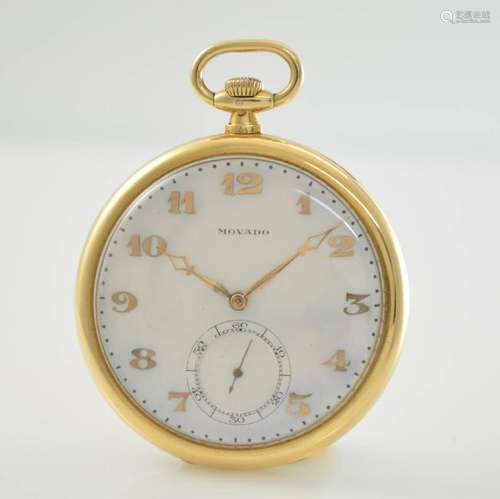 MOVADO 18k yellow gold open face pocket watch